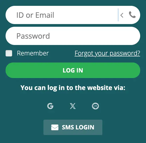 22Bet login form
