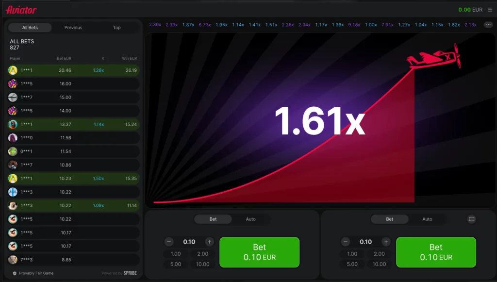 لعبة 1Win الطيار تتميز بخيار وضع مال تجريبي للاعبين الجدد